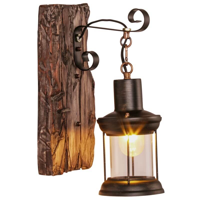 Skanto | LichtGlas – Sylindervegglampe med glassbase, jern og tre