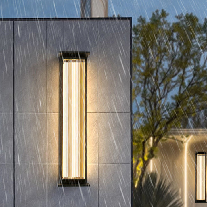 Moderne Minimalistisk Vanntett Rektangulær Rustfritt Stål Akryl LED Vegglygte Lampe For Utendørs Patio | Skanto