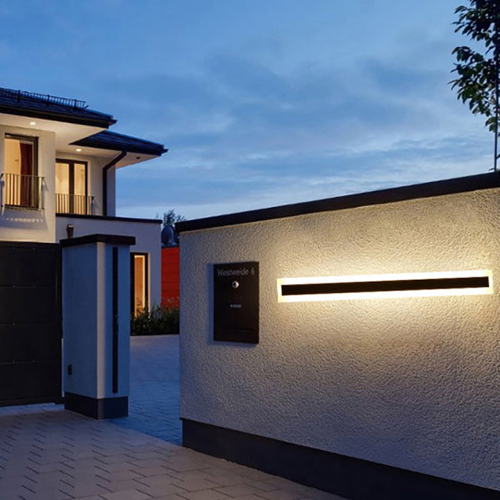 Moderne minimalistisk lang rektangulær aluminium akryl LED vegglampe for hage | Skanto