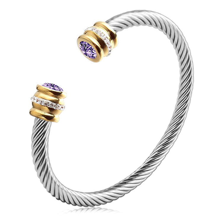 Skanto | Personlig Tilpasset Fødselsstein Ends Twist Cuff Armbånd