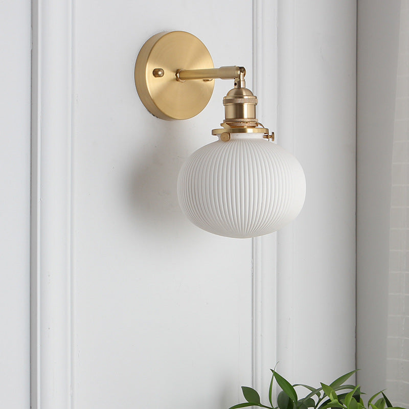Skanto | Japansk Retro Minimalistisk Sylinder Oval Messing Lucite 1-Lys Vegglampe