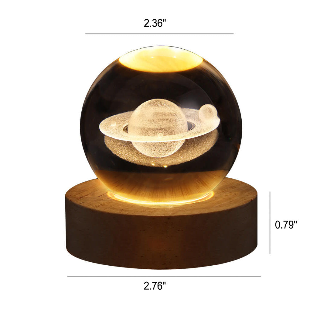 Kreativ dekorativ stjernesystem krystallkule USB LED nattlampe bordlampe