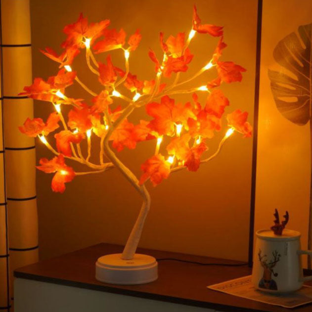 Skanto | Moderne Kreativ Jul Plast Lønnblad Tre Lys LED Dekorativ Bordlampe For Soverom