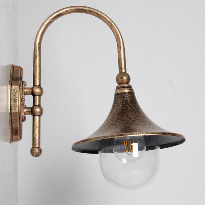 Retro-minimalistisk, vanntett trompetformet vegglampe med én lyskilde