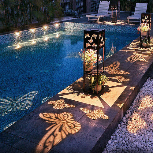 Solar Butterfly Light Shadow Square Shelf Planter Light Garden Decorative Outdoor Waterproof Patio Outdoor Light | Skanto