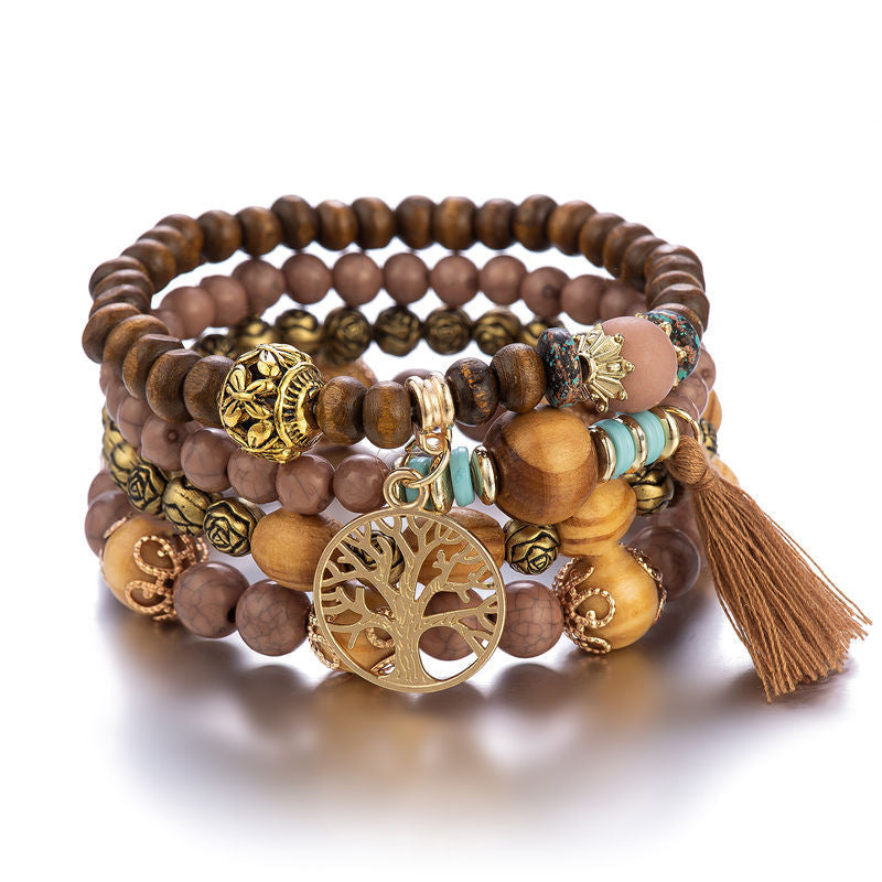 Skanto | Boho Flersjiktet Tresmykke Armbånd