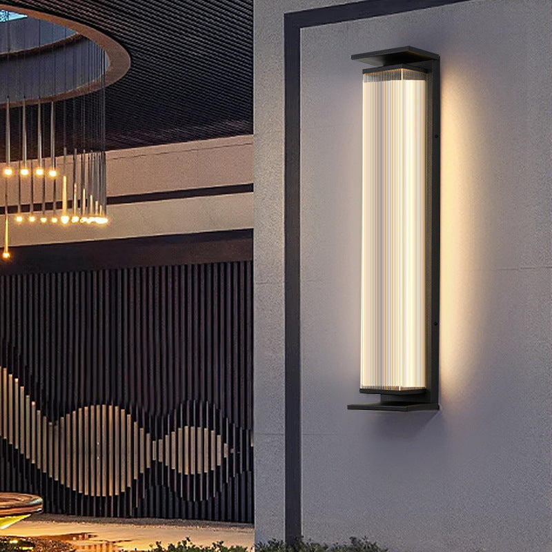 Moderne Minimalistisk Vanntett Rektangulær Rustfritt Stål Akryl LED Vegglygte Lampe For Utendørs Patio | Skanto