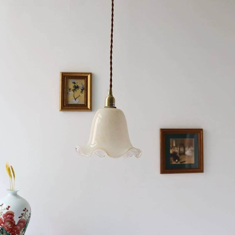 Skanto | Vintage Kreativ Blomst Messing Glass 1-Lampe Pendellampe
