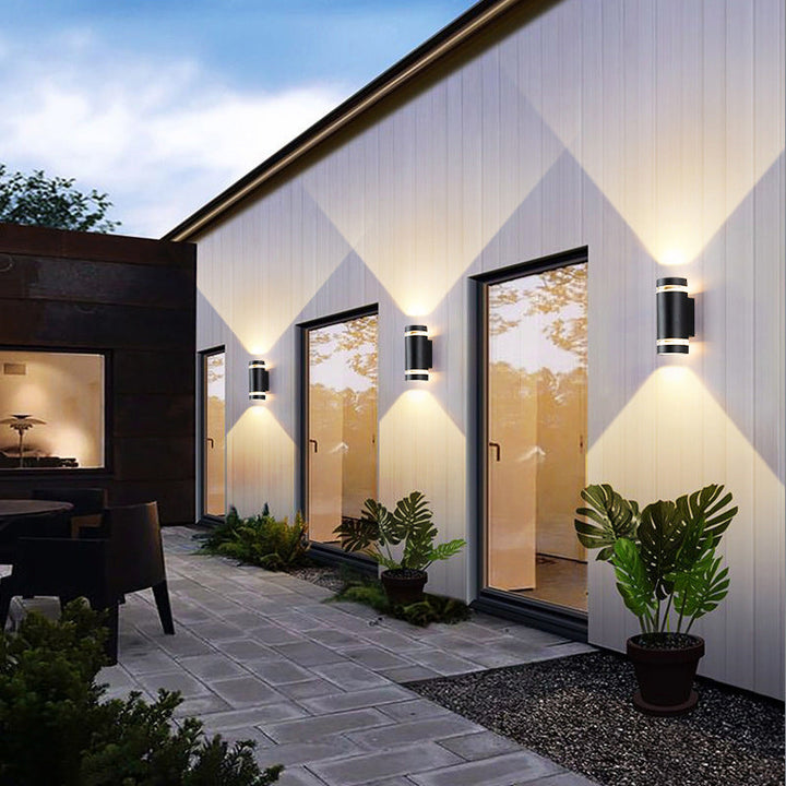 Samtidig industriell vanntett aluminiumsylinder LED opp og ned lyssterk spotlight vegglampe for utendørs terrasse | Skanto