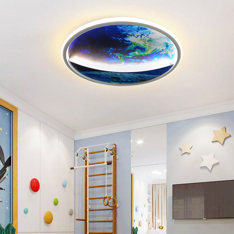 Skanto | Modern Art Deco Planet Earth Rund Silikon Jern LED Taklampe For Stue