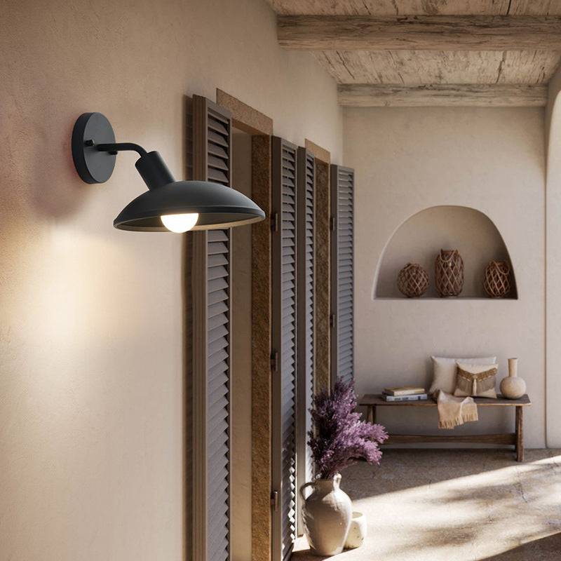 Moderne Minimalistisk Vanntett Rund Jern 1-Lys Vegglampe For Utendørs Patio | Skanto