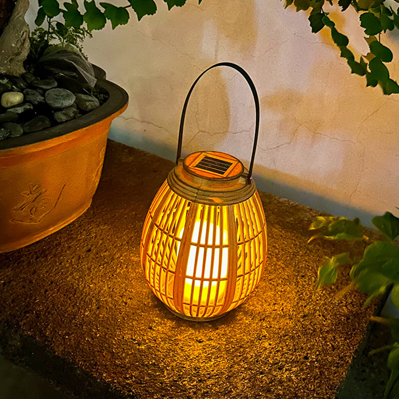 Moderne Art Deco Solrund Lantern Rattan LED Utendørs Landskapslys For Hage | Skanto