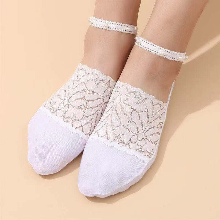 Skanto | Elegant Pearl Lace Sokker