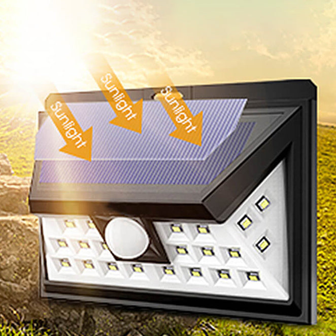 Utendørs solarpanel trapezoid kroppsensor vanntett LED patio vegglampe | Skanto