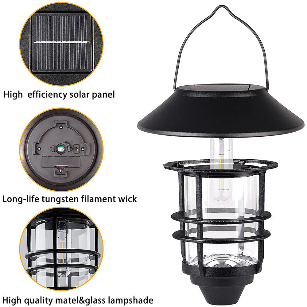 Samtidig Retro Sol Vannavstøtende Aluminium Glass Lantern Sylinder 1-Lys Hengende Vegglampe For Utendørs Patio | Skanto