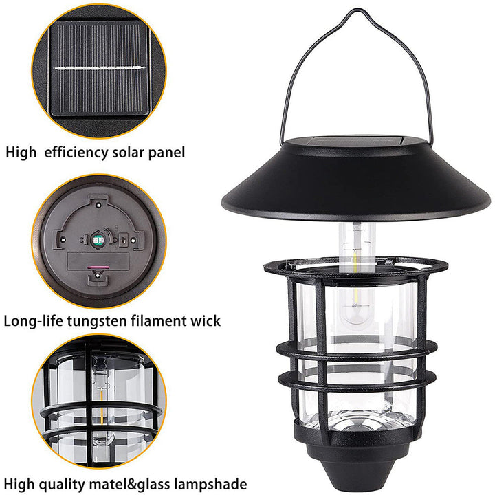 Samtidig Retro Sol Vannavstøtende Aluminium Glass Lantern Sylinder 1-Lys Hengende Vegglampe For Utendørs Patio | Skanto