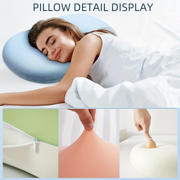 1pc Oval Macaron Pute Cervical Hukommelses Skum Pute, Kjølende Seng Pute For Søvn - Nakke Pute For Smertelindring Søvn, Kontur Støtte Ergonomisk Pute For Side Rygg Mage Sovere Ved Å Bruke Høy Og Lav Deling | Skanto