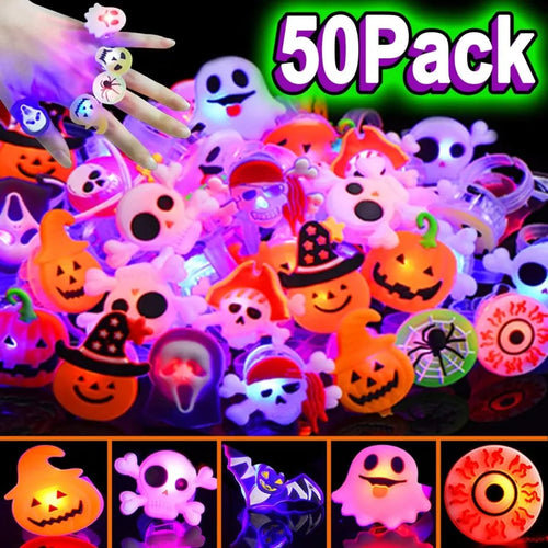 Skanto | LED Lyskilde Halloween Glødende Ring - Sett med 50stk