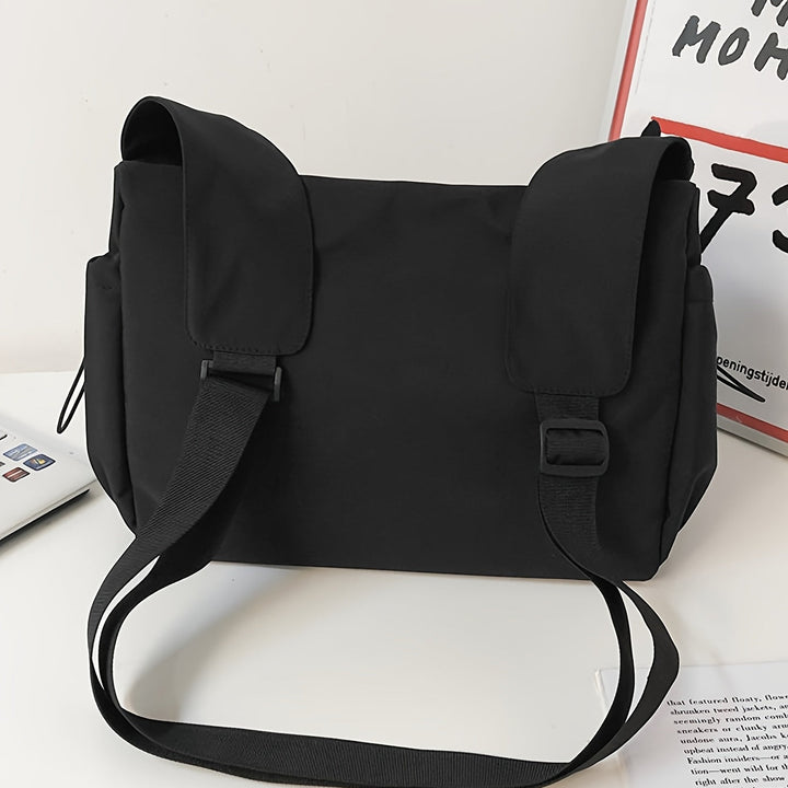 Skanto | UrbanLiner Nylon Messengerbag – Svart skulderveske med glidelås for daglig bruk