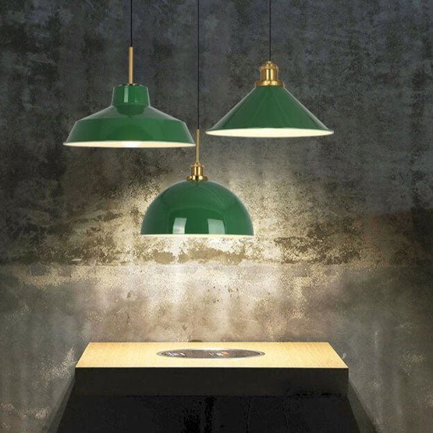 Skanto | RetroDome Industriell Vintage Pendellampe | Grønn Jernkuppel Design | Enkelt Lys | Rustikk Takbelysning