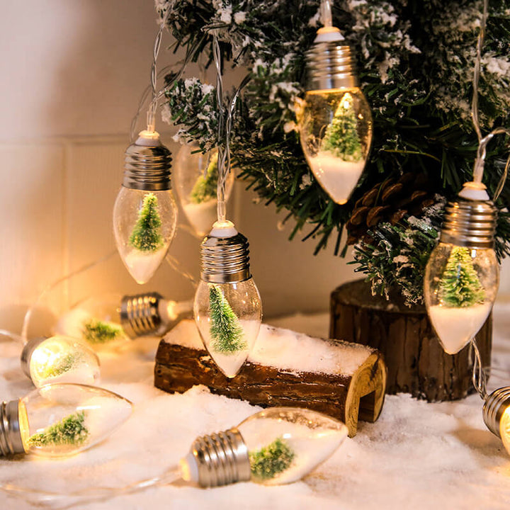 Skanto | LED Ønskebottle Glødelampe Juletre Snø Batteriboks Dekorativ Snorlys