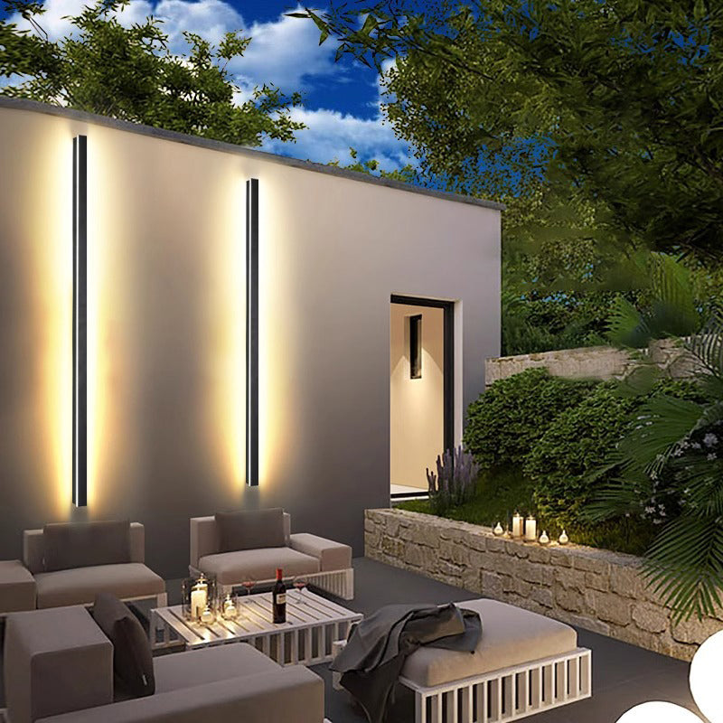 Moderne minimalistisk lang rektangulær aluminium akryl LED vegglampe for hage | Skanto
