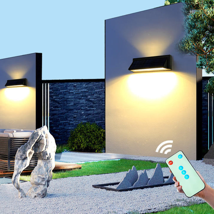 Utendørs solbelyst vanntett rektangulær skrå LED terrassevegglampe | Skanto