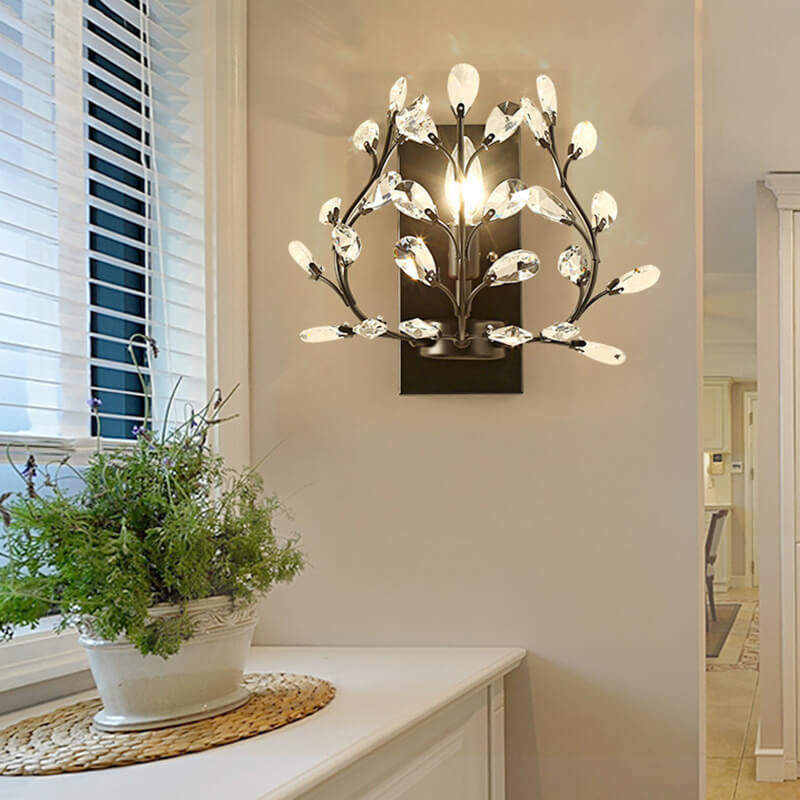 Skanto | Luminis Vegglampe | Luksus Krystall Design | Blad Motif | 1-Lyskilde & Moderne