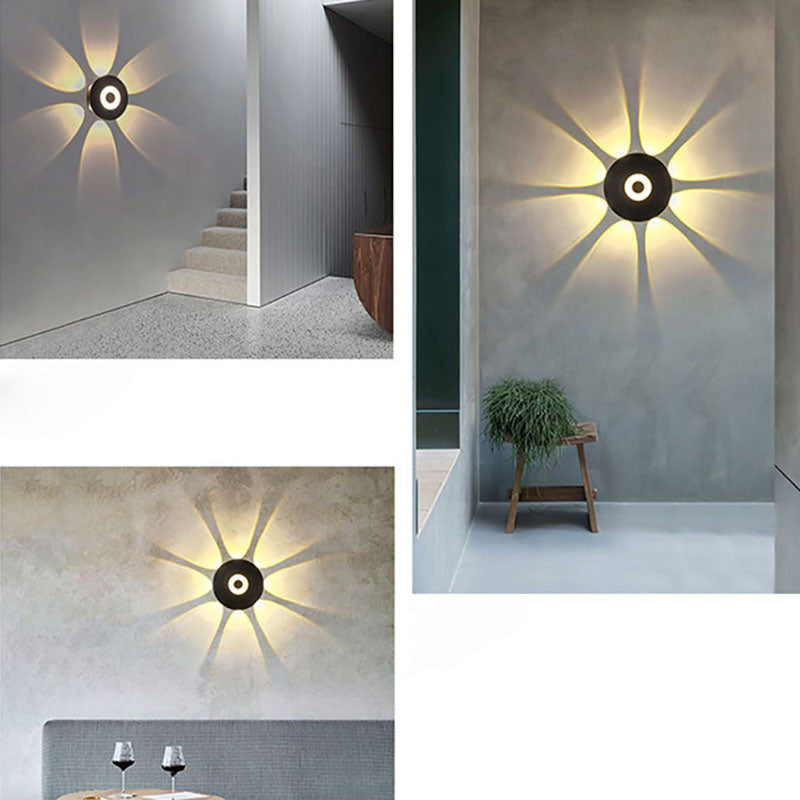 Moderne skandinavisk aluminium rund skjerm LED vegglampe for utendørs patio | Skanto
