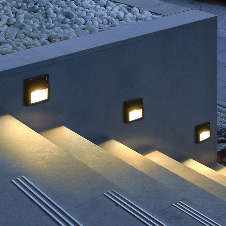 Rund/Firkantet LED solcelledrevet terrassetrappelys, vanntett, solcelledrevet, vanntett
