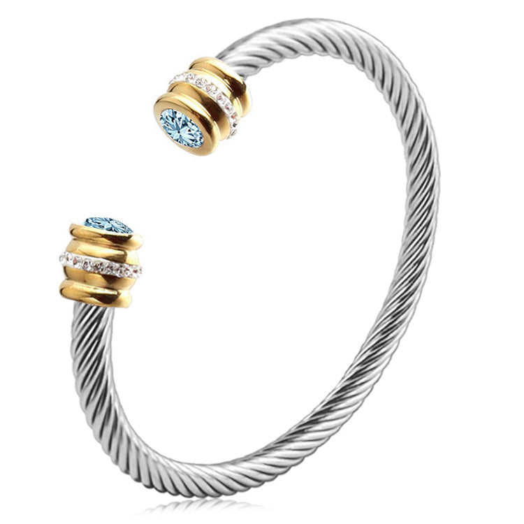 Skanto | Personlig Tilpasset Fødselsstein Ends Twist Cuff Armbånd