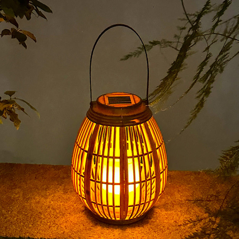 Moderne Art Deco Solrund Lantern Rattan LED Utendørs Landskapslys For Hage | Skanto