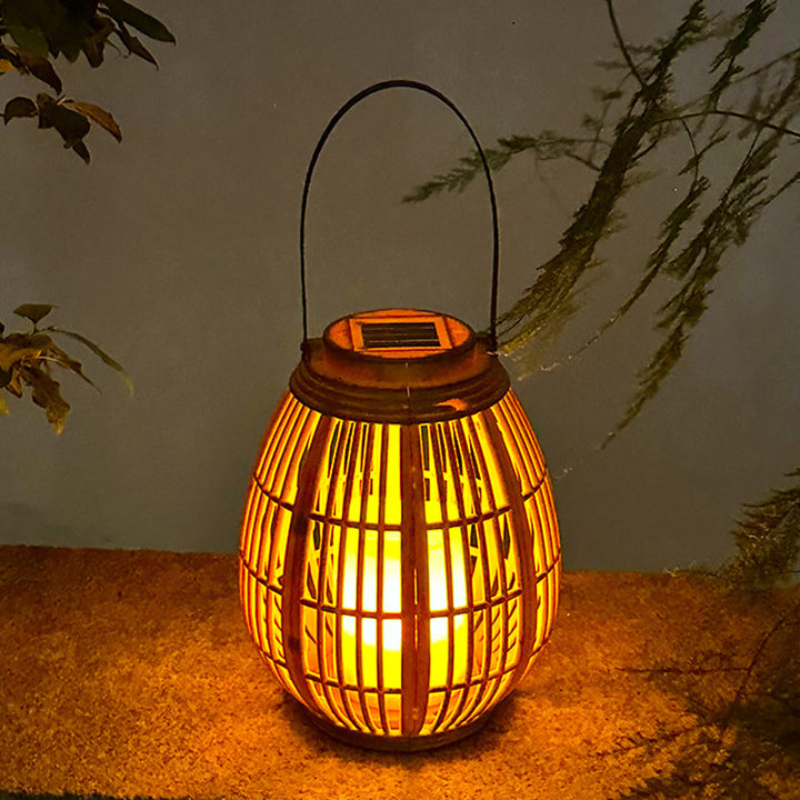 Moderne Art Deco Solrund Lantern Rattan LED Utendørs Landskapslys For Hage | Skanto
