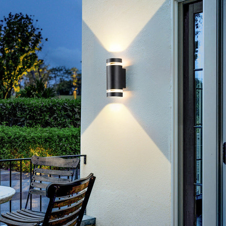 Samtidig industriell vanntett aluminiumsylinder LED opp og ned lyssterk spotlight vegglampe for utendørs terrasse | Skanto