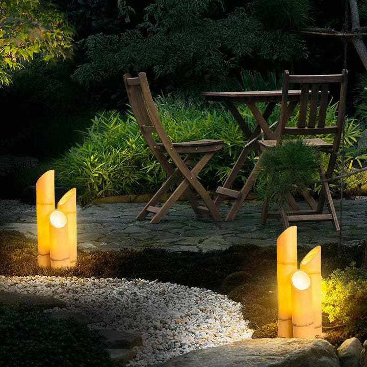 Moderne Kreativ Vanntett Solharpiks Bambus LED Landskapsbelysning Utendørslys For Hage | Skanto