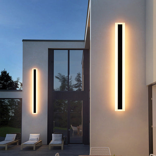 Moderne minimalistisk lang rektangulær aluminium akryl LED vegglampe for hage | Skanto