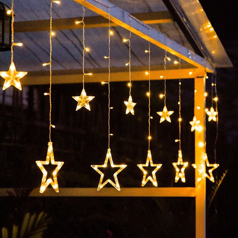 Skanto | LED Solenergi Stjerne Måne Gardin Lys Jul Utendørs Patio Dekorativ Camping Lysende Lyskastere
