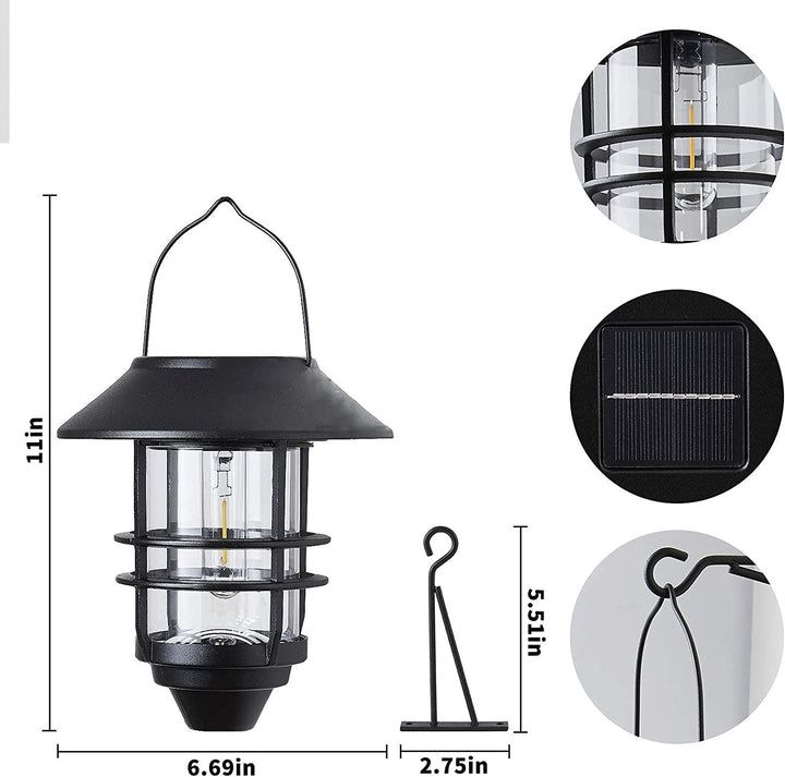 Samtidig Retro Sol Vannavstøtende Aluminium Glass Lantern Sylinder 1-Lys Hengende Vegglampe For Utendørs Patio | Skanto