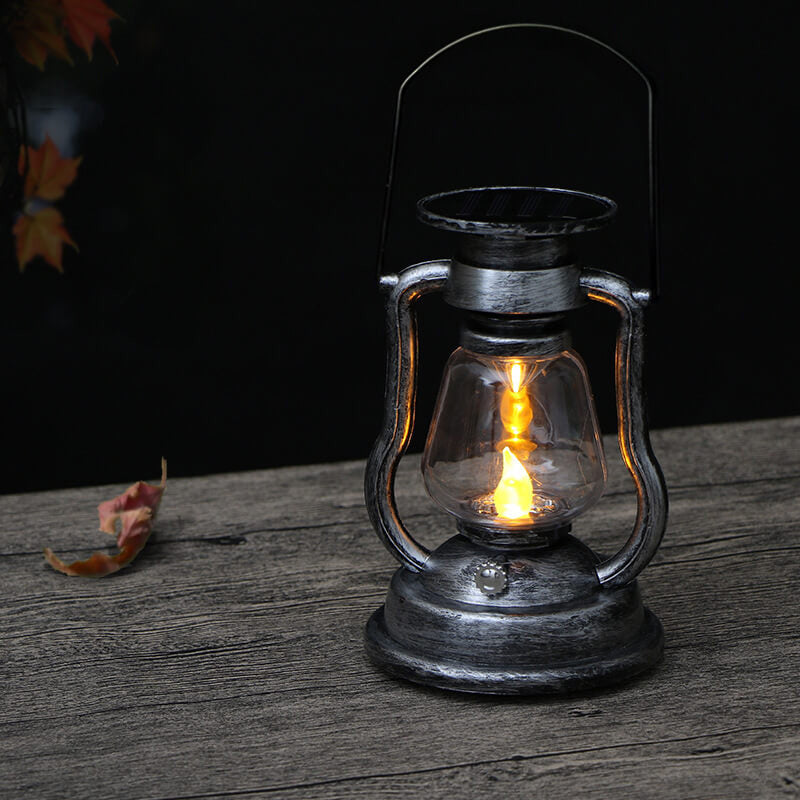 Solar Retro Kerosene Lampe Hest Lampe LED Utendørs Hage Patio Dekorasjon Bærbar Flamme Stearinlys Lys | Skanto