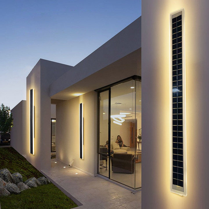 Minimalist Utendørs Solrektangulær Strip Vanntett Patio LED Vegglampe | Skanto