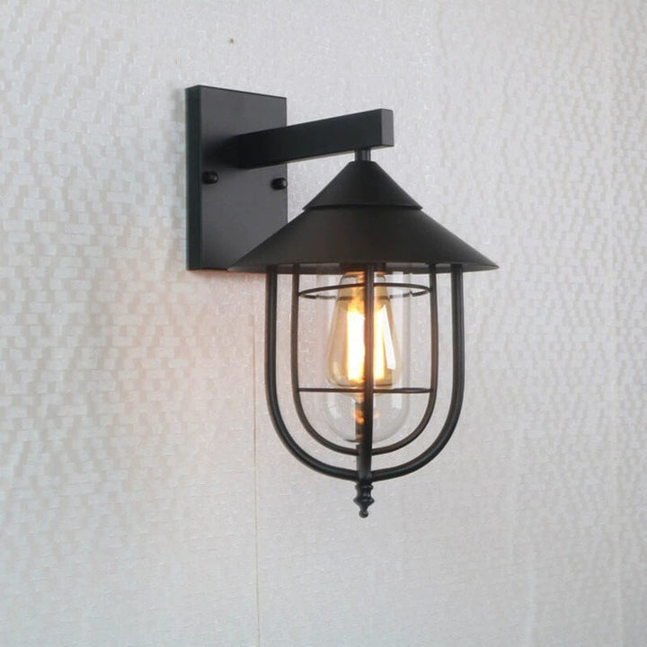 Vintage industriell jern lanterne innendørs utendørs 1-lys vegglampe | Skanto