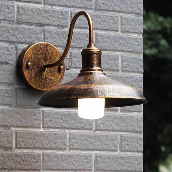 Retro Loft Dome Jern Utendørs Vanntett Vegglampe med 1 Lyskilde og Buet Arm