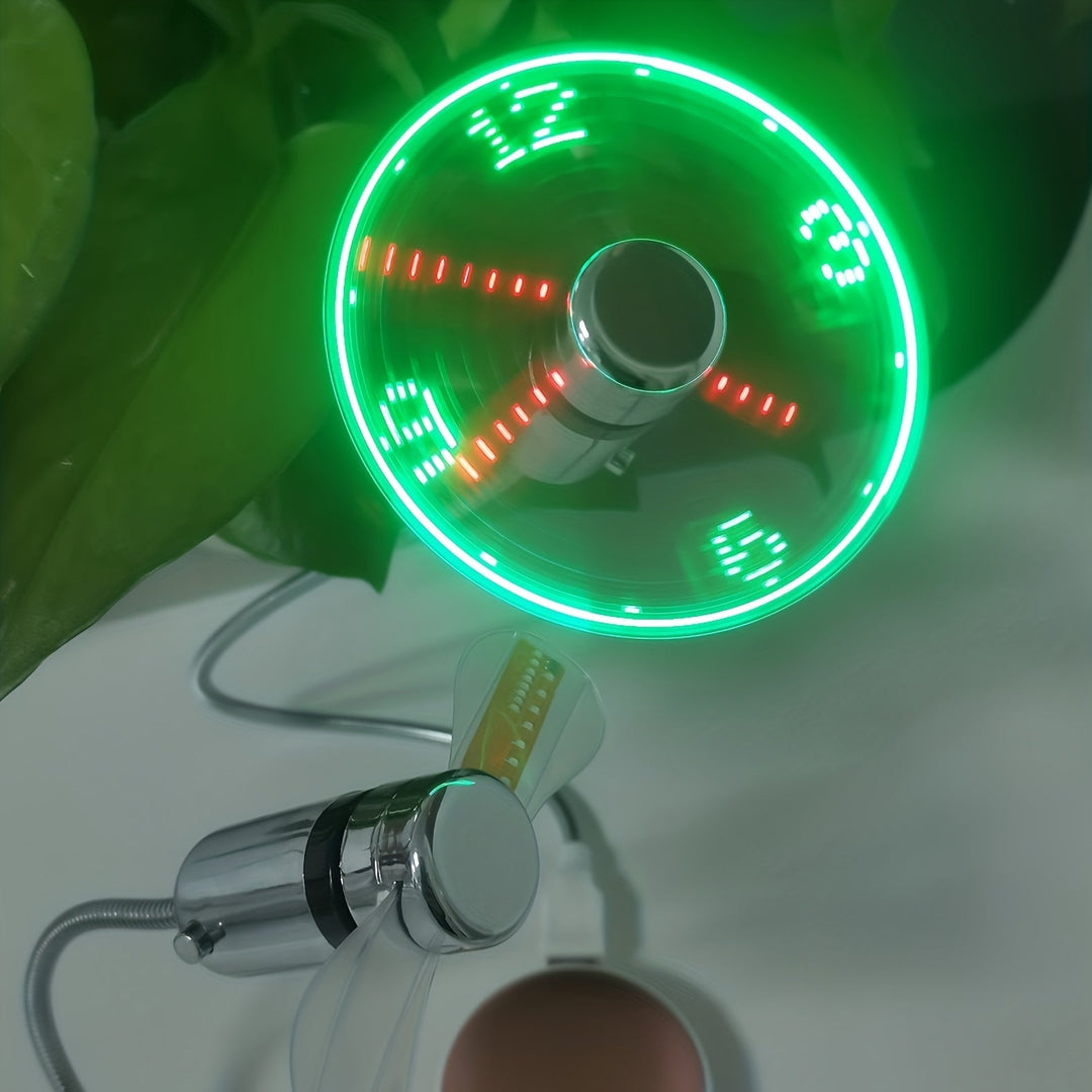 USB skrivebordsvifte med LED klokkevisning | Skanto