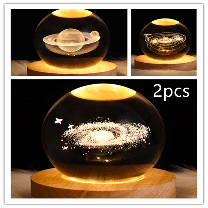 3D Galaxy Crystal Ball LED Nattlys | Skanto
