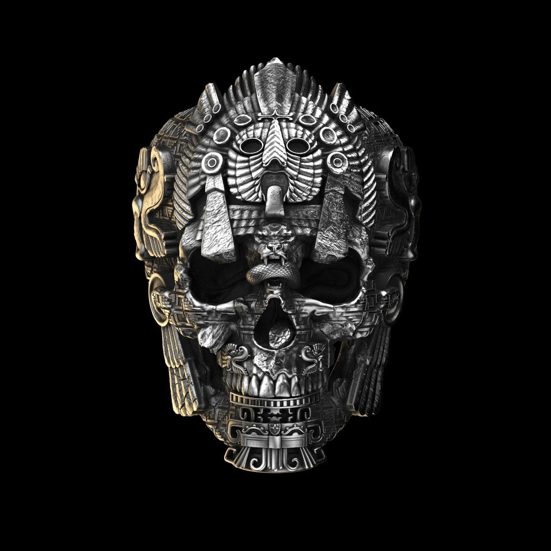 Skanto | Sølv svart skull ring