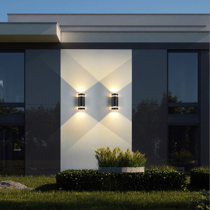 Samtidig industriell vanntett aluminiumsylinder LED opp og ned lyssterk spotlight vegglampe for utendørs terrasse | Skanto