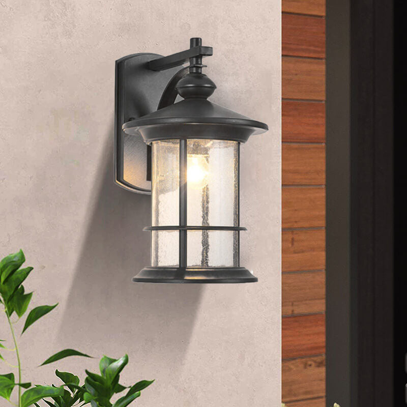 Industrial Vintage Bubble Glass Column 1-Light Utendørs Vanntett Vegglampe | Skanto