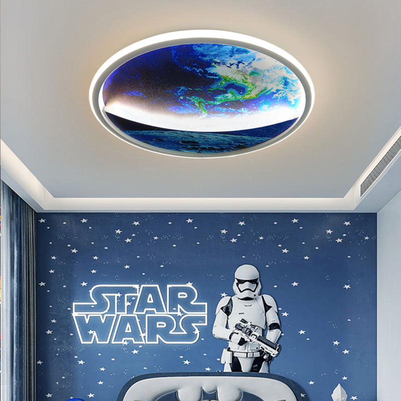 Skanto | Modern Art Deco Planet Earth Rund Silikon Jern LED Taklampe For Stue