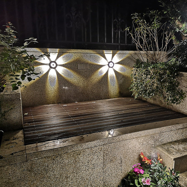 Moderne skandinavisk LED-vegglampe med rund aluminiumsskjerm til terrassen