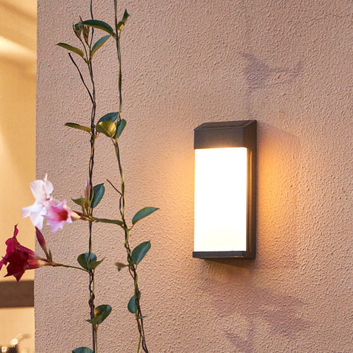 Solar Square Frosted Glass Vanntett Utendørs LED Vegglampe | Skanto
